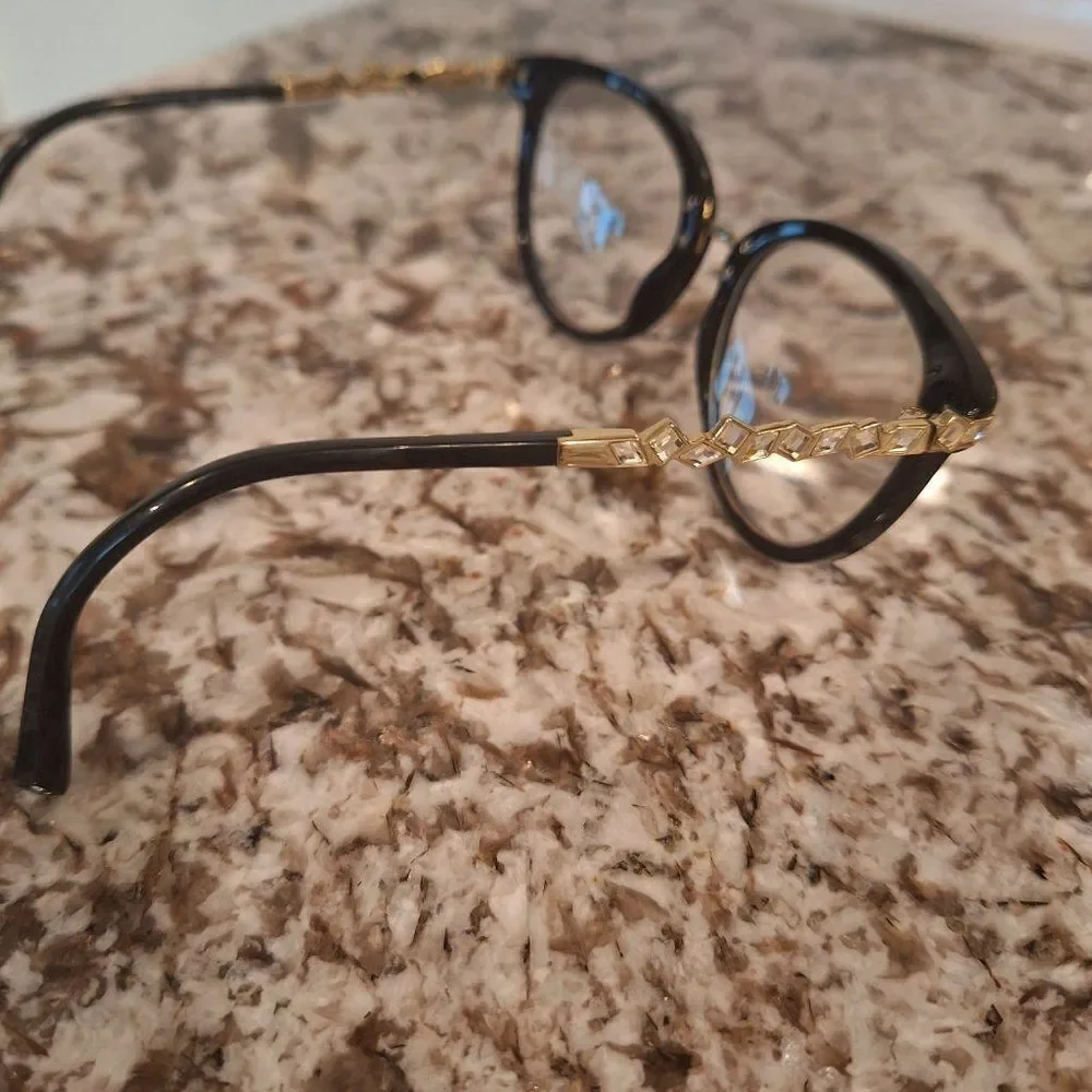 Swarovski Black and Gold Women's Eyeglasses